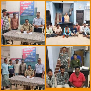 ‘‘आपरेशन बाज’’के तहत मुंगेली पुलिस द्वारा जुआड़ियों पर ताबड़तोड़ कार्यवाही 09 प्रकरण मे 41 जुआड़ियान के विरूद्ध कार्यवाही कर 52 पत्ती ताश, नगदी 23310 रूपये जप्ती कर जुआ एक्ट की कार्यवाही